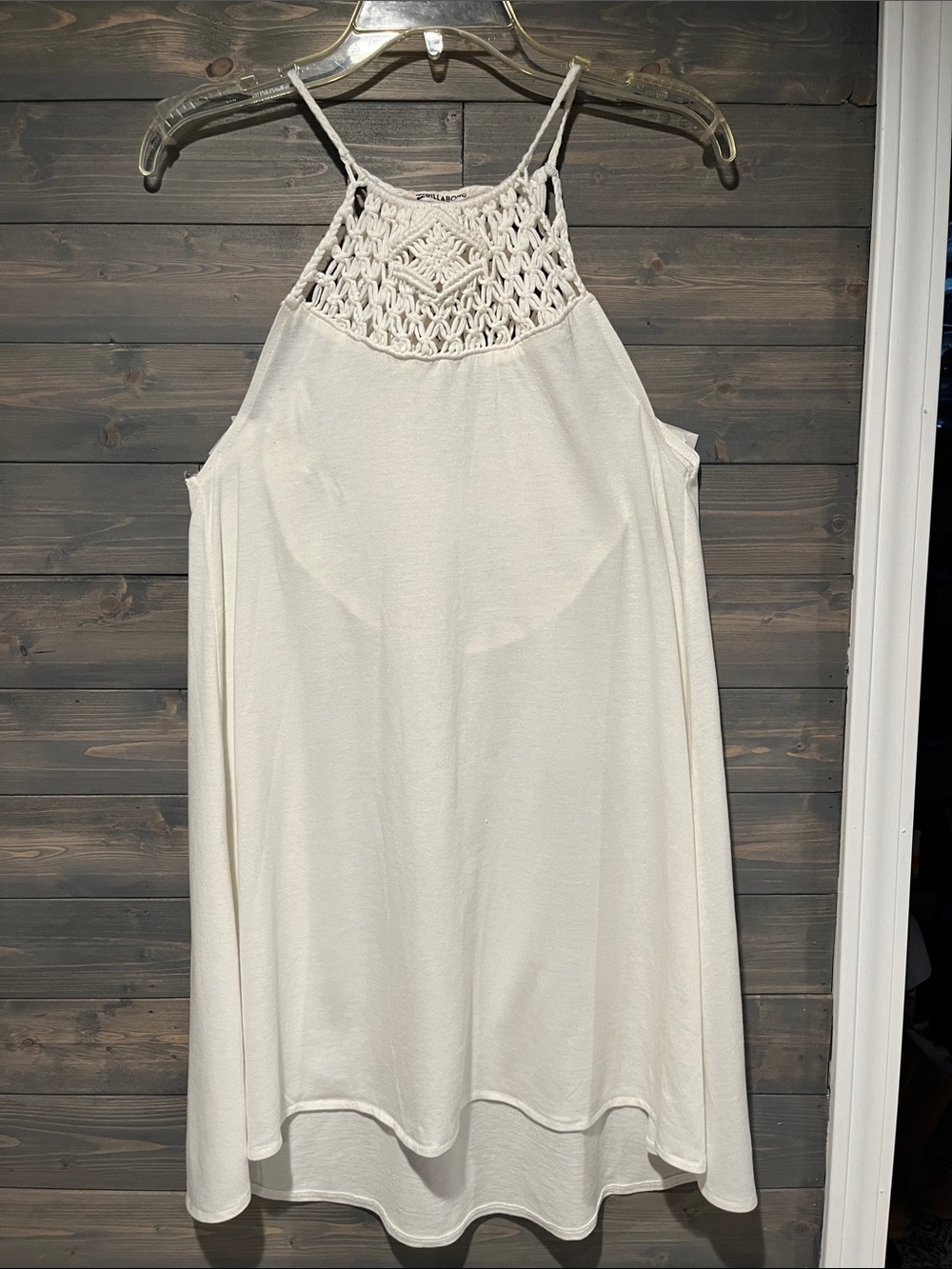 Billabong Cream Crochet Yoke Swim beach Tank Dress M